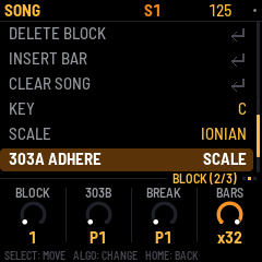 Native menu with 303A ADHERE set to SCALE
